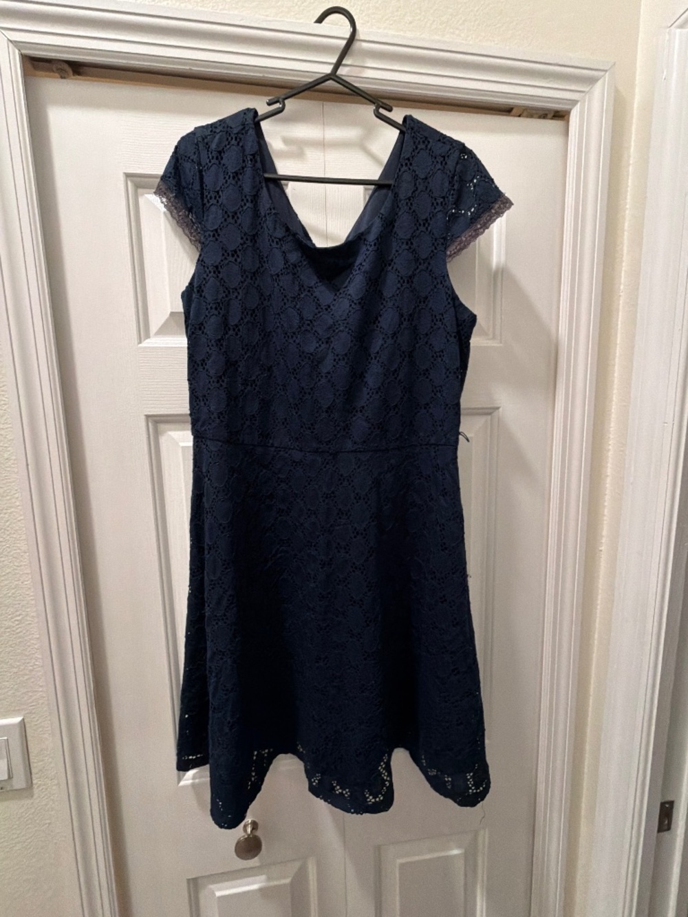 Navy blue, sleeveless ,eyelet dress